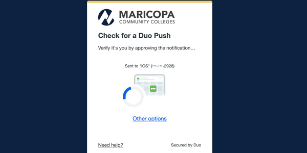 Screenshot displaying Check for a Duo Push