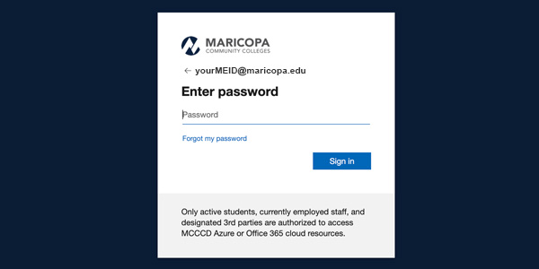 Screenshot showing Enter password screen.