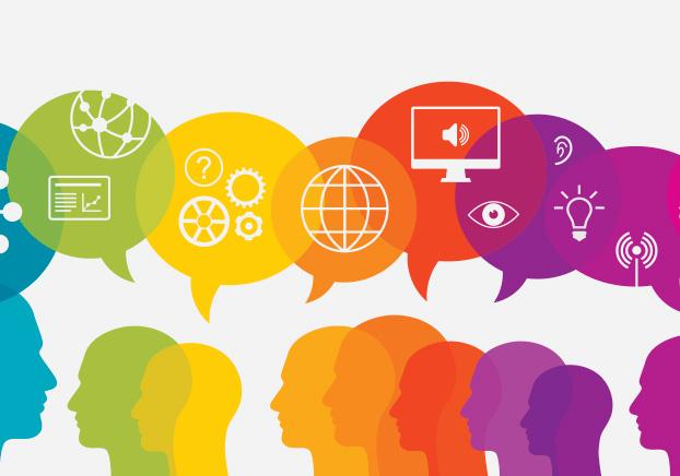 icon heads with speech bubbles
